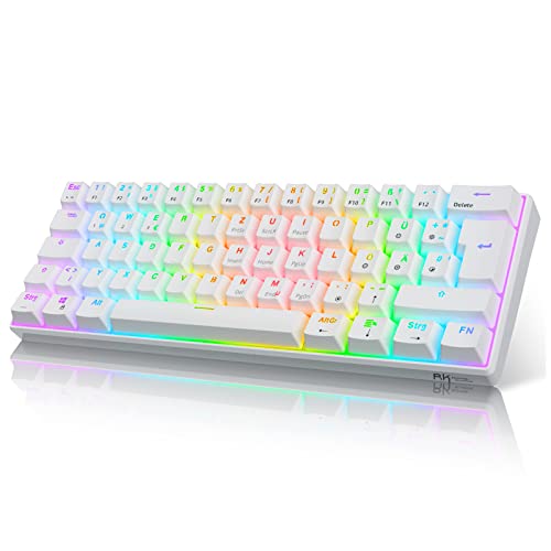 rk royal kludge rk61 rgb mechanisches gaming keyboard, wireless/bluetooth, hot-swap, weiß