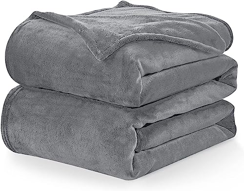 Produktbild: wavve fleece blanket grau, flauschige couchdecke, warmes sofa-throw 150 x 200 cm