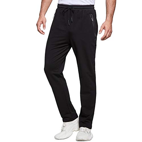 justsun jogginghose herren lang sporthose fitness mit reissverschluss schwarz XL