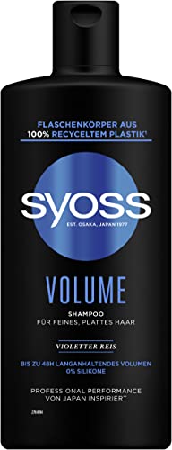 syoss shampoo volume 440 ml für feines haar, silikonfreies shampoo, vegane formel