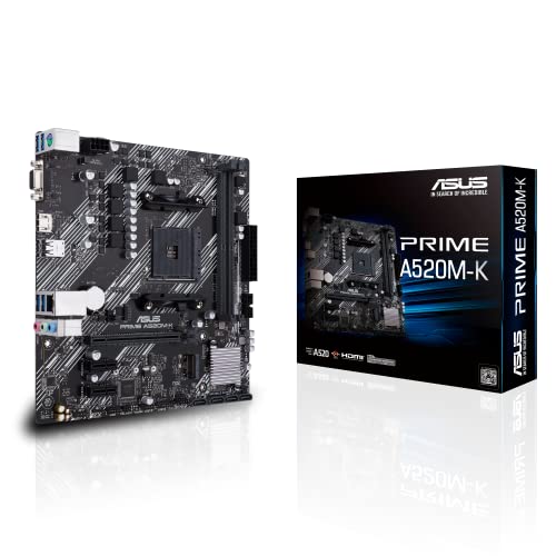 ASUS Prime A520M-K Mainboard - Micro ATX, AM4, DDR4, PCIe 3.0