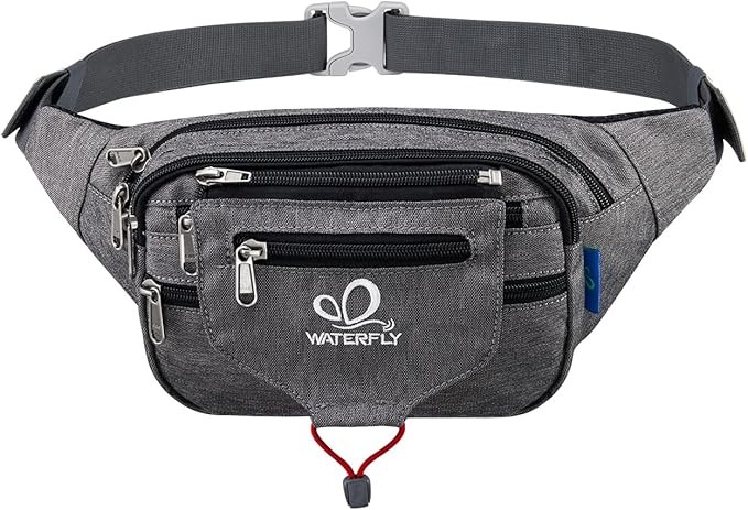WATERFLY Bauchtasche Hüfttasche Sport für Damen Herren Joggen Wandern Hellgrau