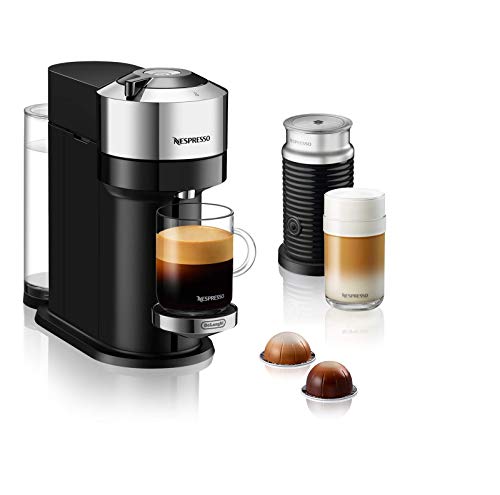 nespresso de'longhi vertuo next deluxe kaffeekapselmaschine chrom mit milchaufschäumer