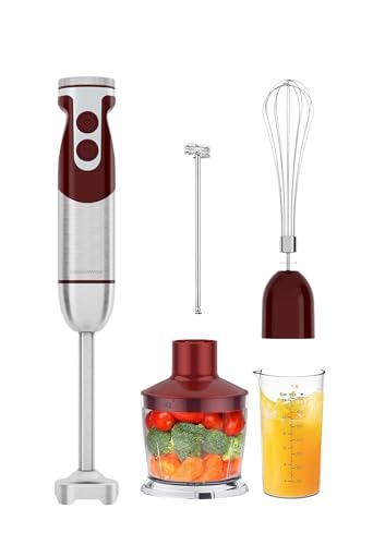 megaWise pro 5-in-1 stabmixer 400 W mit titanverstärkten klingen, 12 geschwindigkeiten, rot