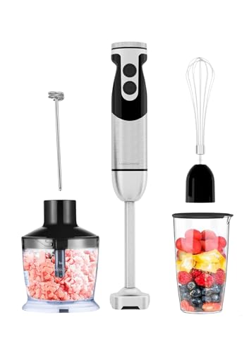 megaWise pro stabmixer 5-in-1 400W 12 geschwindigkeiten titanium klingen schwarz