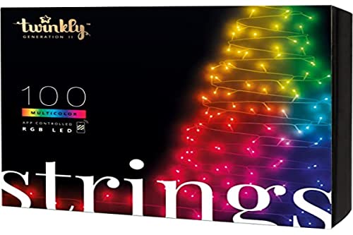 twinkly strings 100 led rgb, smarte led-lichterkette für drinnen und draußen, kompatibel mit alexa und google home, ip44, 8m