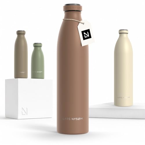edelstahl trinkflasche 1l kohlensäure geeignet auslaufsicher für sport lars nysm mocha brown