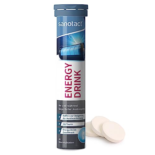 sanotact energy drink mit koffein, taurine, b-vitaminen, zuckerfrei, 20 brausetabletten