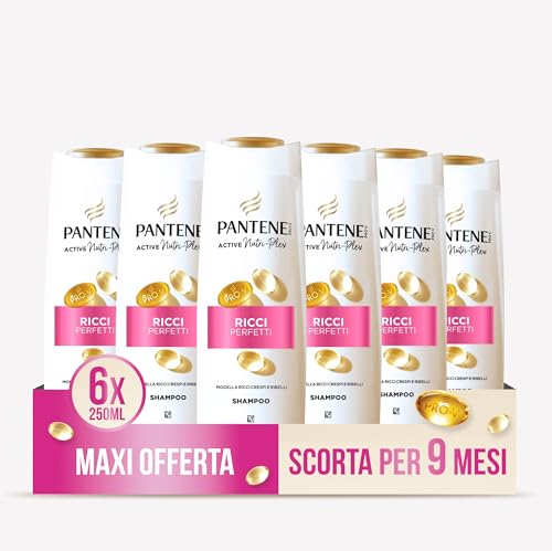 pantene pro-v locken-shampoo für krauses haar ohne mineralöl, 6 x 250 ml