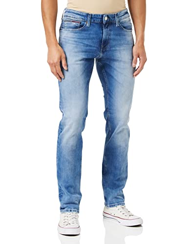 tommy jeans herren jeanshose scanton slim stretch blau 32w/34l