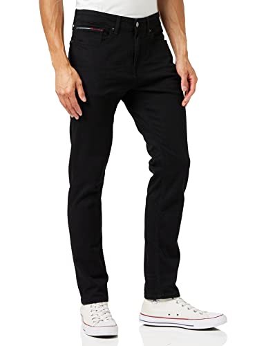 tommy jeans herren jeanshose slim tapered stretch schwarz 33W/34L