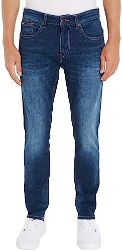 tommy jeans herren jeanshose austin slim tapered stretch blau 27w/32l