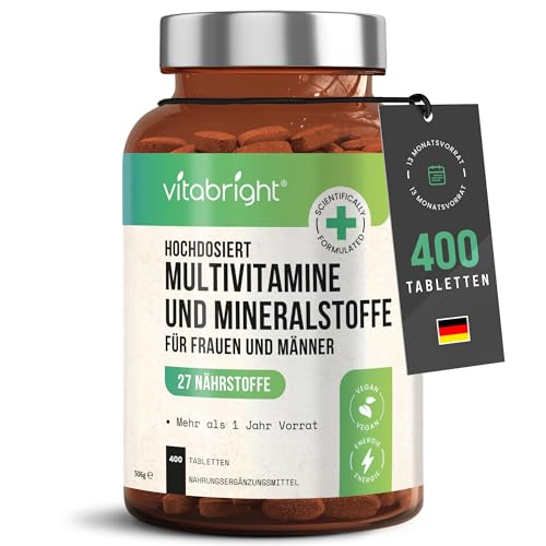 multivitamin tabletten hochdosiert 400 tagedosis vitaBright vegan vitaminen und mineralien