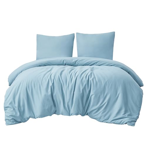 Aisbo Bettwäsche 200x220 cm 3-teilig Hellblau Mikrofaser ÖKO-TEX mit Reißverschluss