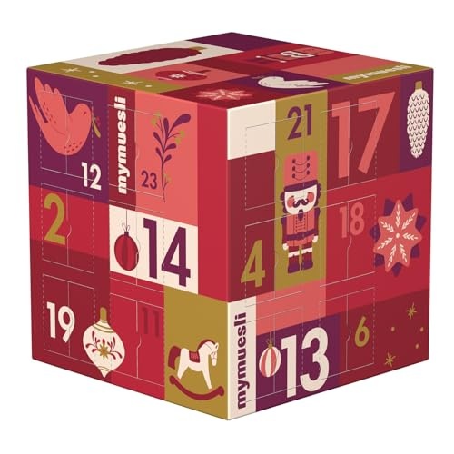 mymuesli adventskalender 2025 mit bio-müsli 24x im 2go-portionsbecher geschenk für jeden