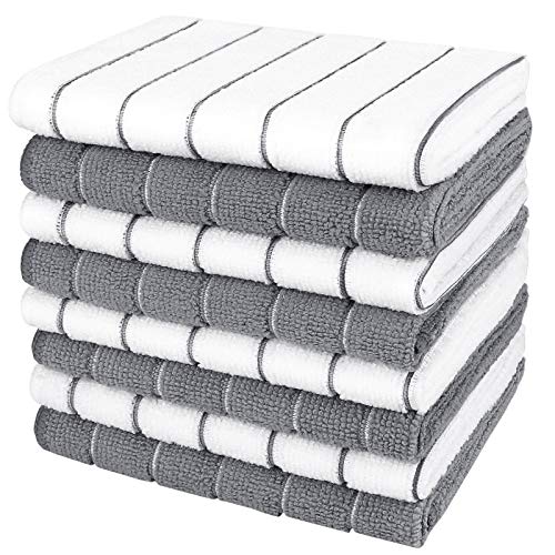 aidea microfaser geschirrtücher 8 stück, saugfähige küchentücher gestreift 30x30cm