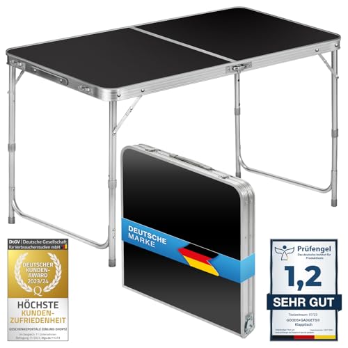 multifunktionstisch klappbar höhenverstellbar campingtisch beistelltisch 120 x 60 cm schwarz