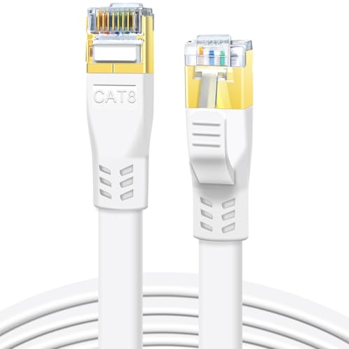 cat 8 kabel 0,5m 2 stück ddmall 40gbps 2000mhz flaches patchkabel rj45 weiß