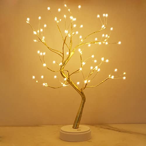 Kinamy LED Baum Lichter, 108 LED Baum Lampe warmweiß, verstellbare Äste, USB/Batteriebetrieben, Innen Deko Baumbeleuchtung