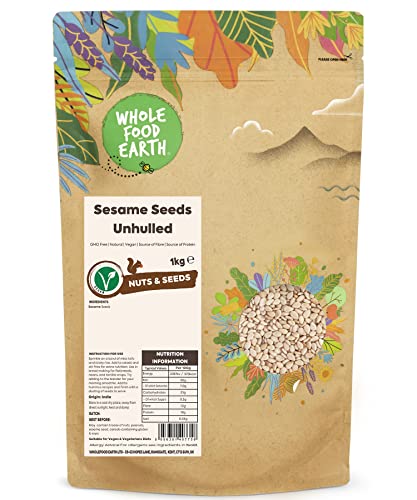 sesamkörner ungeschält wholefood earth 1 kg, gmo-frei, natürlicher faser- und eiweißlieferant