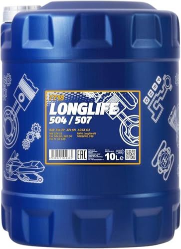 MANNOL 7715 Motoröl 5W-30 Longlife 504/507, synthetisch, 10L für PKW