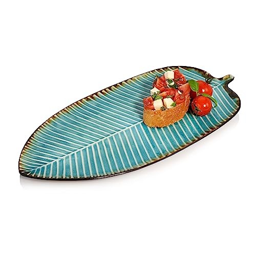 Sänger Servierteller Capri Steingut Blattoptik modern Vintage Design 12 tlg