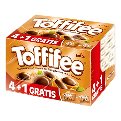 Toffifee 4+1 Gratis, 625g Haselnüsse in Karamell, Nougatcreme und Schokolade, Snack Deluxe