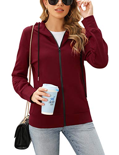 irrevial sweatshirt damen hoodie pullover mit fronttasche, rotwein, größe m eu