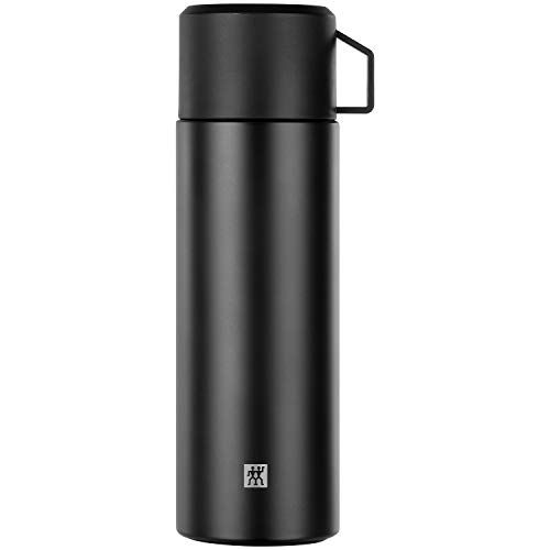 zwilling thermo isolierflasche 1 l mit integrierter tasse doppelwandisolierung schwarz