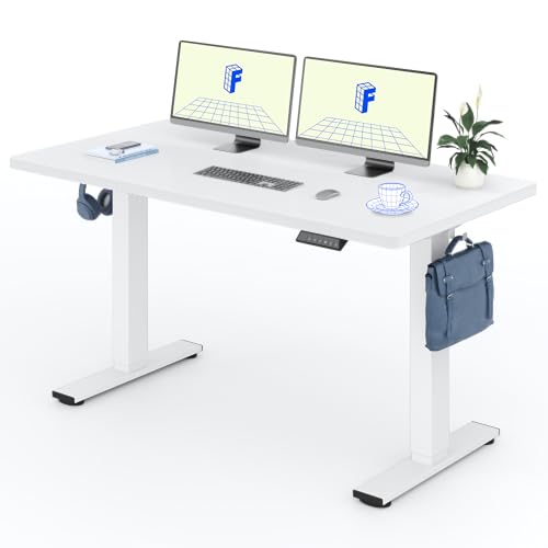 Produktbild: höhenverstellbarer schreibtisch flexispot 140 x 80 cm mit haken und led-anzeige weiß