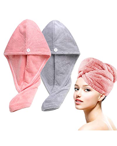 haarturban mikrofaser 2er-set lumimi extra saugfähig schnelltrocknend rosa grau