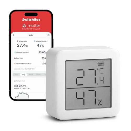 switchbot thermometer hygrometer innen - digital Bluetooth thermo-hygrometer mit app, taupunkt und luftfeuchtigkeitssensor