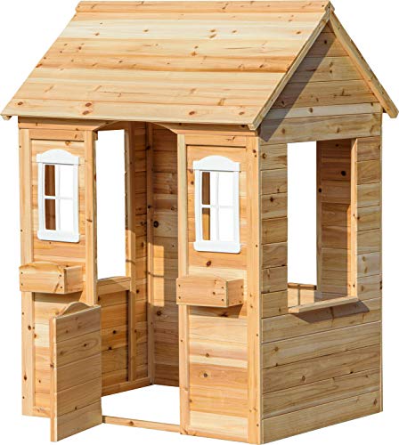 dobar spielhaus wetterfest aus massivholz mit fenstern und blumenkästen 1,10 m