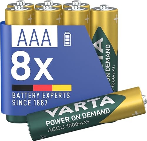 VARTA AAA Akkus 1000 mAh Ni-MH, wiederaufladbar, 8 Stück, vorgeladen