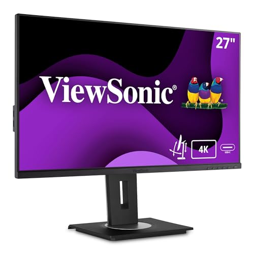 viewsonic vg2756-4k büro monitor 27 zoll 4k uhd ips hdmi usb c höhenverstellbar schwarz