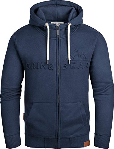 herren kapuzenpullover navy mit geprägtem logo von grin&bear, größe m, gec017