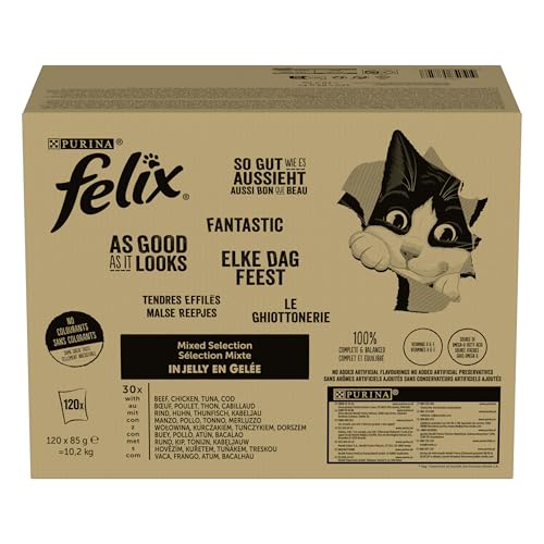 felix katzenfutter nass in gelee sorten-mix 120er pack 85g dosen
