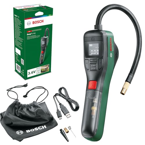 Bosch Elektrische Luftpumpe EasyPump, 3.0 Ah Akku, 150 PSI, Autostop, USB-C, LED, Mini-Kompressor in Box