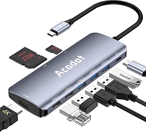 usb c hub acodot mit 4k hdmi, pd 100w, 3 usb 3.0, sd/tf kartenleser für macbook und laptop