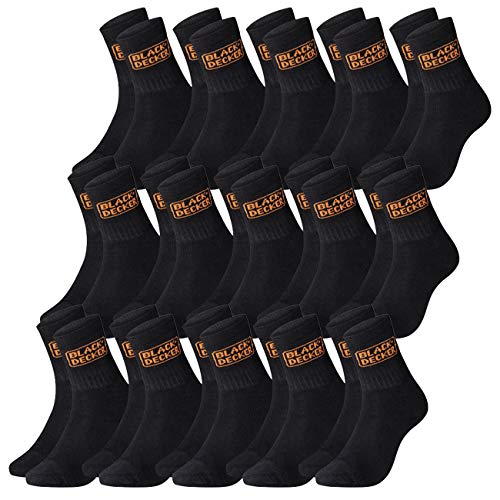Produktbild: schwarze arbeitssocken herren unisex black+decker 15er pack größen 39-42 43-46 47-49 50-52