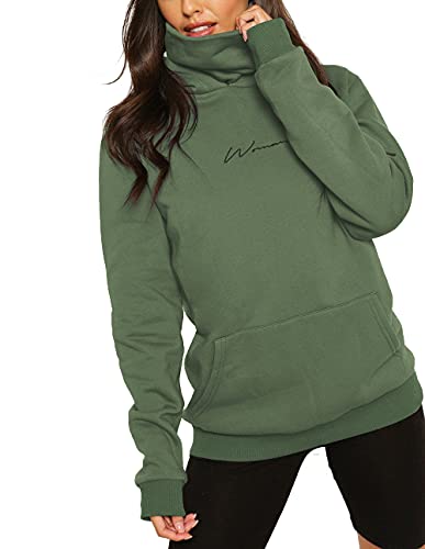 trendiMax damen hoodie kapuzenpullover langarm sweatshirt hochkragen winterjacke