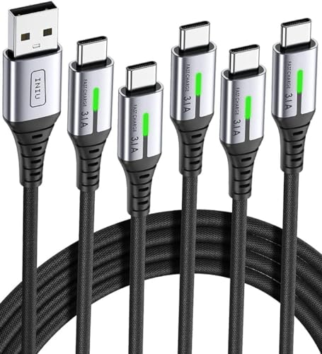 usb c ladekabel 3,1a iniu 5 stücke qc3.0 schnellladekabel nylon 1m 2m 0,5m für iphone samsung xiaomi