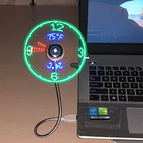 justup usb ventilator mit led rgb uhrzeit und temperatur, mini-usb, flexibler schwanenhals