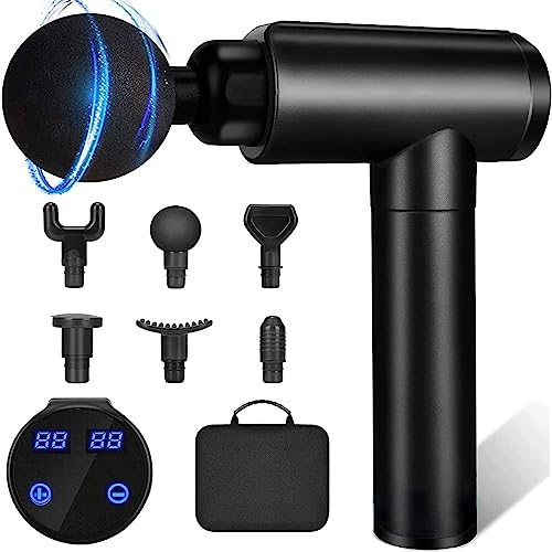 massagepistole massagegerät für nacken schulter rücken, 30 geschwindigkeiten, touchscreen, schwarz
