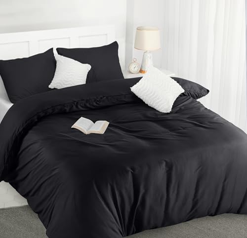 bettwäsche 200x200 mikrofaser schwarz, utopia bedding bettbezug + 2 kissenbezüge 50x75 cm
