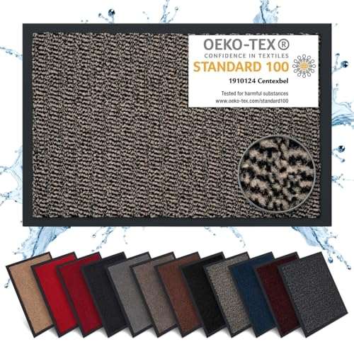 Schmutzfangmatte Carpet Diem, rutschfeste Fußmatte 40x60 cm, beige-schwarz für Innen & Außen