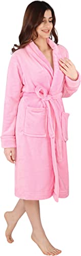 morgenmantel damen fleece plüsch ny threads weich bademantel rosa mittel