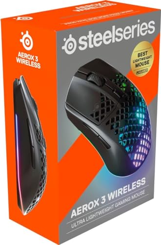 steelseries aerox 3 wireless gaming-maus 68 g 18000 dpi rgb bis 200h akkulaufzeit