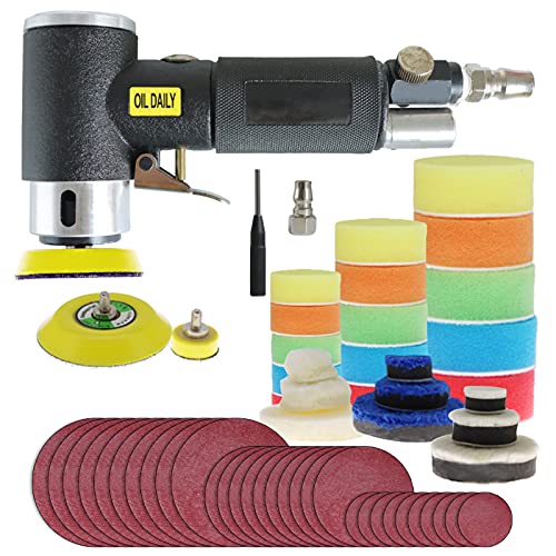 Produktbild: mini poliermaschine, druckluft polierer 25mm 50mm 80mm set mit 24tlg polierschwämme