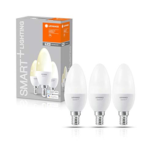 Produktbild: ledvance smarte dimmbare wifi led-lampe e14 warmweiß 2700k 40w ersatz 3er-pack